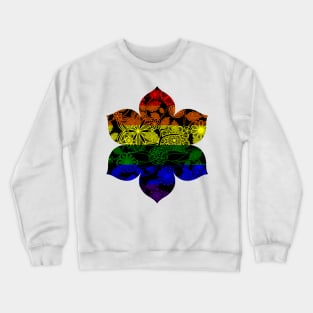 Flight Over Flowers of Fantasy - LGBTQ Pride Flag Crewneck Sweatshirt